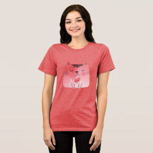 Schattigee roze hart kat Tri-Blend shirt