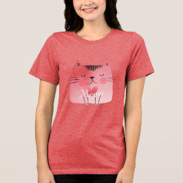 Schattigee roze hart kat Tri-Blend shirt