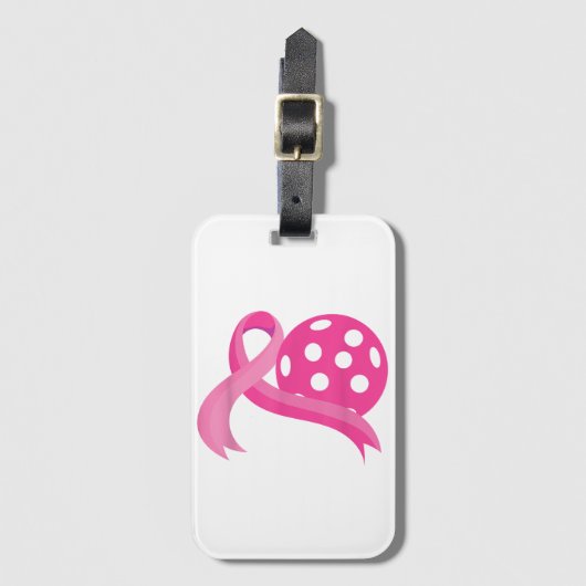 Schattigee roze hart lint pickleball borstkanker A Bagagelabel (Voorkant (verticaal))