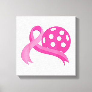 Schattigee roze hart lint pickleball borstkanker A Canvas Afdruk