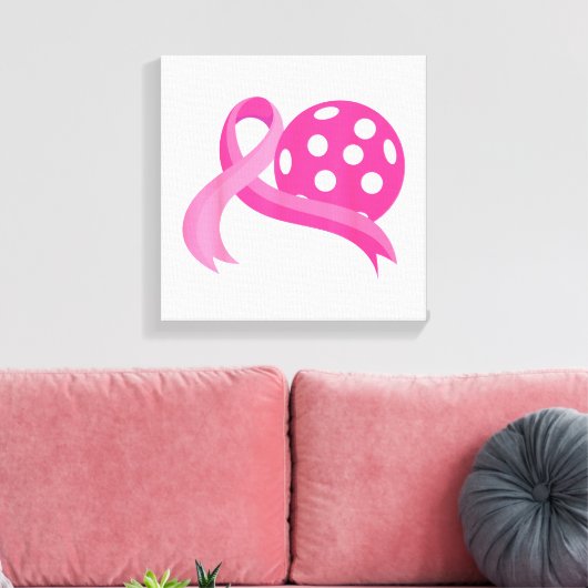 Schattigee roze hart lint pickleball borstkanker A Canvas Afdruk (Insitu (Woonkamer))