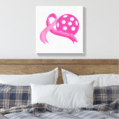 Schattigee roze hart lint pickleball borstkanker A Canvas Afdruk (Insitu (Slaapkamer))