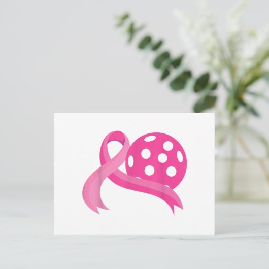 Schattigee roze hart lint pickleball borstkanker A Feestdagenkaart (Staand voorkant)