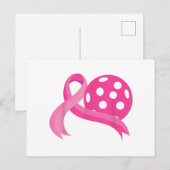 Schattigee roze hart lint pickleball borstkanker A Feestdagenkaart (Voorkant / Achterkant)