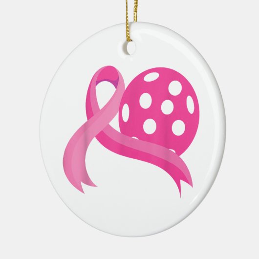 Schattigee roze hart lint pickleball borstkanker A Keramisch Ornament (Links)