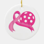 Schattigee roze hart lint pickleball borstkanker A Keramisch Ornament (Achterkant)