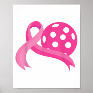 Schattigee roze hart lint pickleball borstkanker A Poster