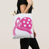 Schattigee roze hart lint pickleball borstkanker A Tote Bag (Dichtbij)