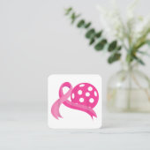 Schattigee roze hart lint pickleball borstkanker A Vierkante Visitekaartje (Staand voorkant)