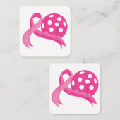Schattigee roze hart lint pickleball borstkanker A Vierkante Visitekaartje (Voorkant / Achterkant)