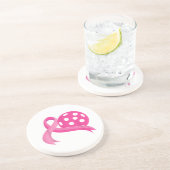 Schattigee roze hart lint pickleball borstkanker A Zandsteen Onderzetter (Zijkant)