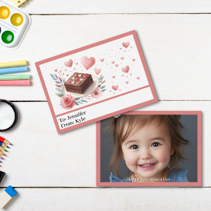 Schattigee Roze Harten Brownie Foto Valentijn's Da Notitiekaartje