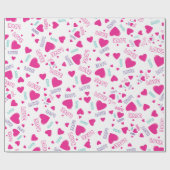 Schattigee roze harten en liefde - romantisch patr cadeaupapier (Vlak)