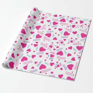 Schattigee roze harten en liefde - romantisch patr cadeaupapier