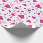 Schattigee roze harten en liefde - romantisch patr cadeaupapier (Hoek)