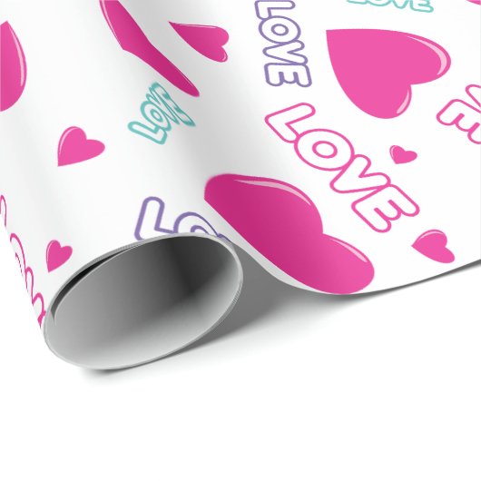 Schattigee roze harten en liefde - romantisch patr cadeaupapier (Rol Hoek)