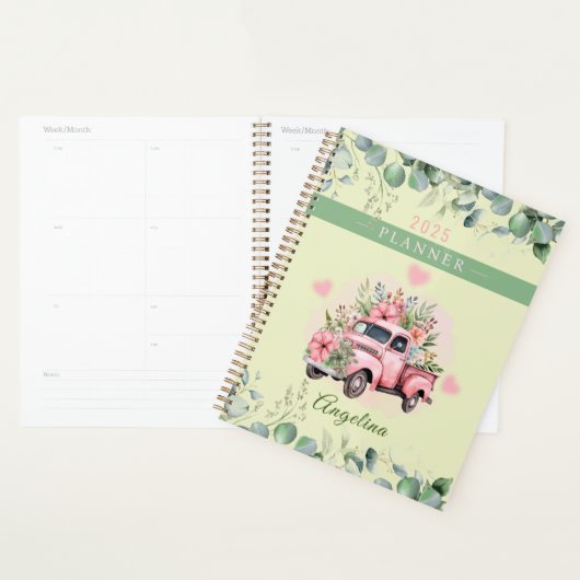 Schattigee Roze Harten  Flower Truck Personalisere Planner (Display)