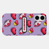 Schattigee roze harten gepersonaliseerde naam Case-Mate iPhone case (Achterkant (horizontaal))
