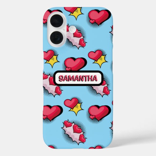 Schattigee roze harten gepersonaliseerde naam Case-Mate iPhone case (Achterkant)