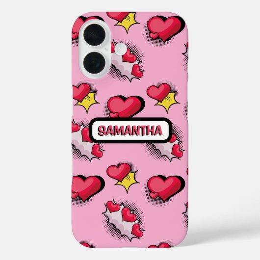 Schattigee roze harten gepersonaliseerde naam Case-Mate iPhone case (Achterkant)