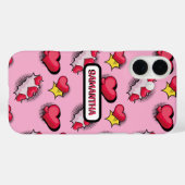 Schattigee roze harten gepersonaliseerde naam Case-Mate iPhone case (Achterkant (horizontaal))