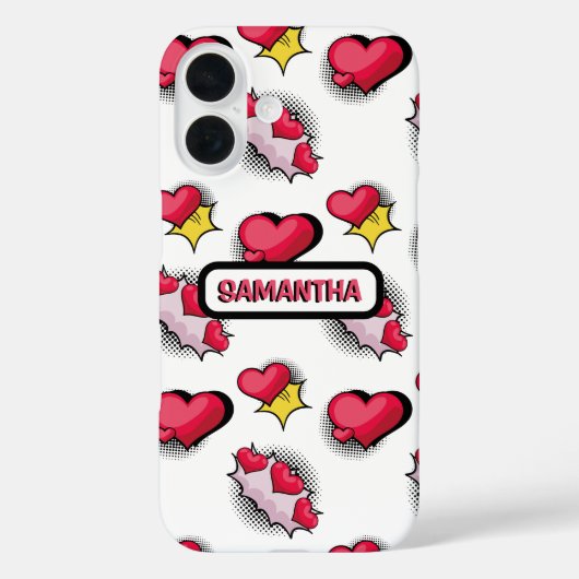 Schattigee roze harten gepersonaliseerde naam Case-Mate iPhone case (Achterkant)