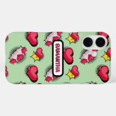 Schattigee roze harten gepersonaliseerde naam Case-Mate iPhone case (Achterkant (horizontaal))