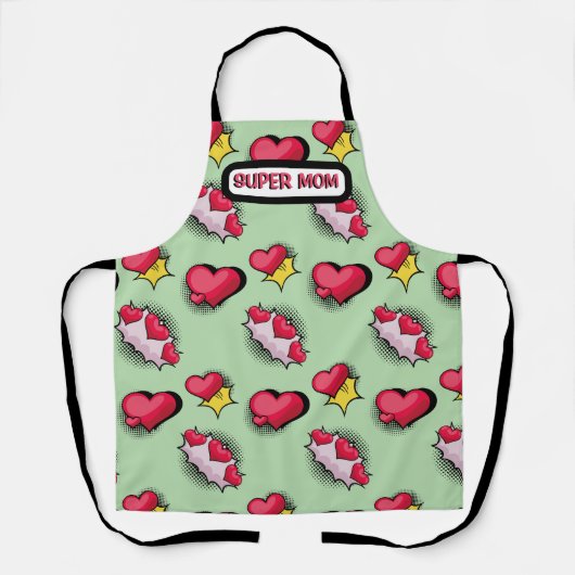 Schattigee roze harten gepersonaliseerde naam schort (Voorkant)