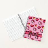 Schattigee roze harten gepersonaliseerde naam Spir Notitieboek (Binnen)