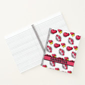 Schattigee roze harten gepersonaliseerde naam Spir Notitieboek (Binnen)