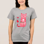 Schattigee Roze Harten Miauw Cat Tri-Blend Shirt (Voorkant)