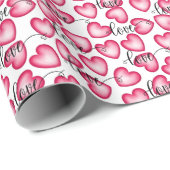 Schattigee Roze Harten Stijlvolle liefde Valentijn Cadeaupapier (Rol Hoek)