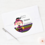 Schattigee roze heks ronde sticker (Envelop)