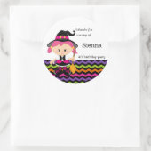 Schattigee roze heks ronde sticker (Tas)