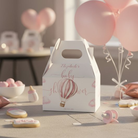 Schattigee Roze Hete Luchtballon Meisje Baby showe Bedankdoosjes