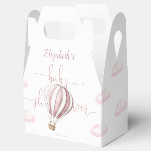 Schattigee Roze Hete Luchtballon Meisje Baby showe Bedankdoosjes (Geopend)