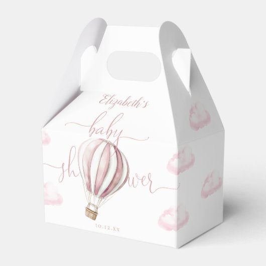 Schattigee Roze Hete Luchtballon Meisje Baby showe Bedankdoosjes (Voorkant Zijde)