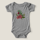 Schattigee roze hibiscus en groene bladeren (Design voorkant)