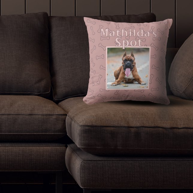 Schattigee Roze Hond Custom Huisdier Foto Naam Bot Kussen (Creator heeft geüpload)