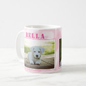Schattigee Roze Hond Pet 2 Fotocollage Koffiemok (Voorkant links)