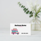 Schattigee Roze Ijsroom Truck Illustratie Visitekaartje (Staand voorkant)