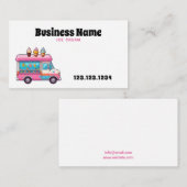Schattigee Roze Ijsroom Truck Illustratie Visitekaartje (Voorkant / Achterkant)