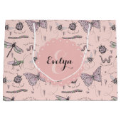 Schattigee roze insecten monogram meisje groot cadeauzakje (Voorkant)