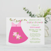 Schattigee Roze Jurk Outfit Baby shower Uitnodigin Kaart (Staand voorkant)