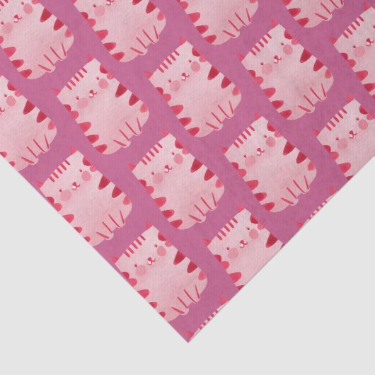 Schattigee Roze Kat Gelukkige Verjaardag Tissuepapier (Detail)