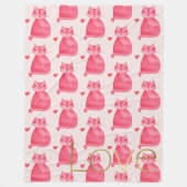 Schattigee Roze Kat Hart Gouden Liefde Fleece Deken (Voorkant)