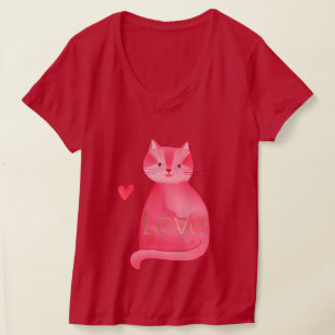 Schattigee Roze Kat Hart Gouden Liefde T-shirt