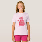 Schattigee Roze Kat Hart Gouden Liefde T-shirt (Voorkant volledig)