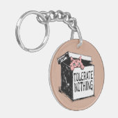 Schattigee Roze Kat In De Doos Rebel Custom Name Sleutelhanger (Voorkant Links)