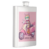 Schattigee roze kat met bril en motor flacon (Rechts)